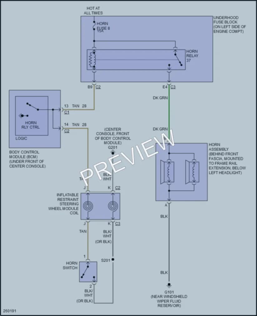 2008 Chevrolet Malibu Horn wiring diagram preview