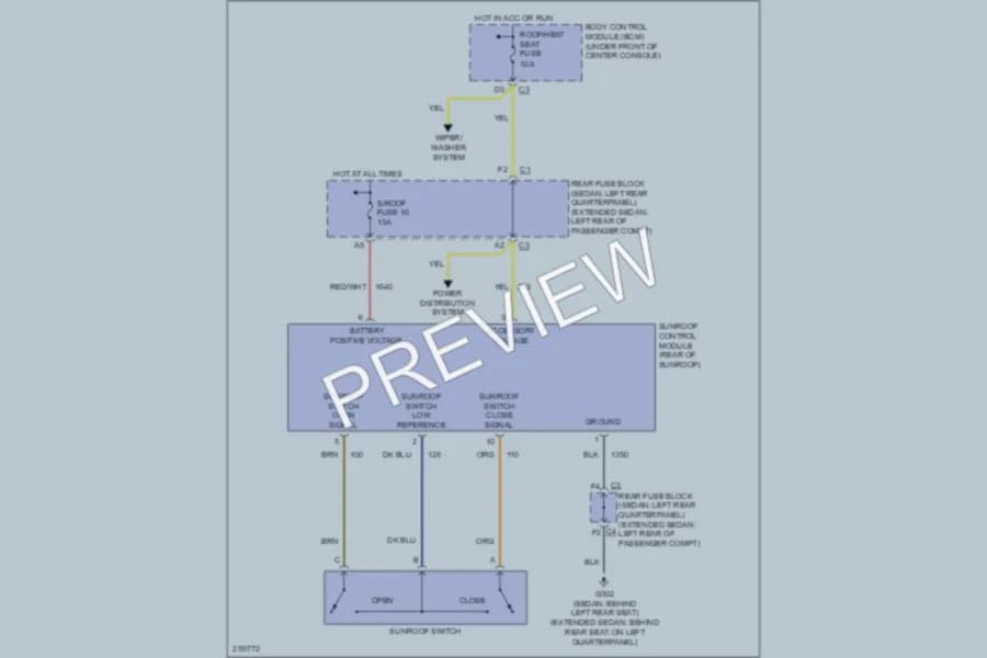 2008 Chevrolet MalibuMaxx Power Top Sunroof wiring diagram preview