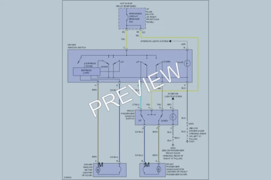 2008 Chevrolet MonteCarlo Power Windows wiring diagram preview