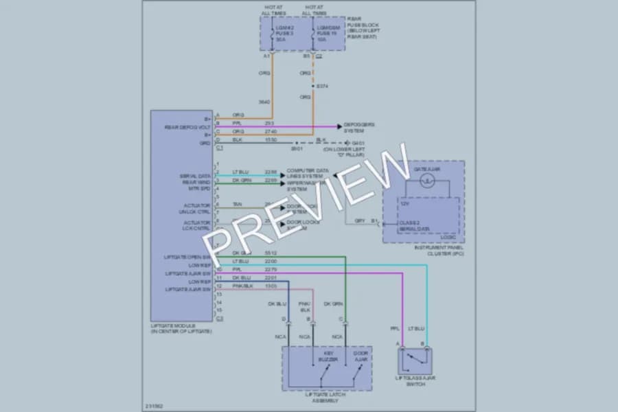 2008 Chevrolet TrailBlazer Trunk Tailgate Fuel Door wiring diagram preview