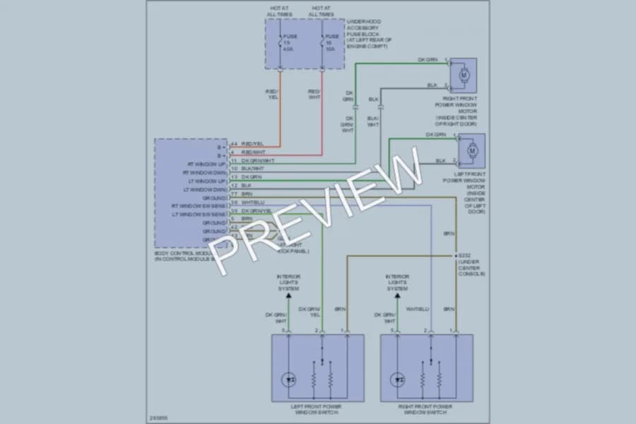 2008 Chrysler Crossfire Power Windows wiring diagram preview