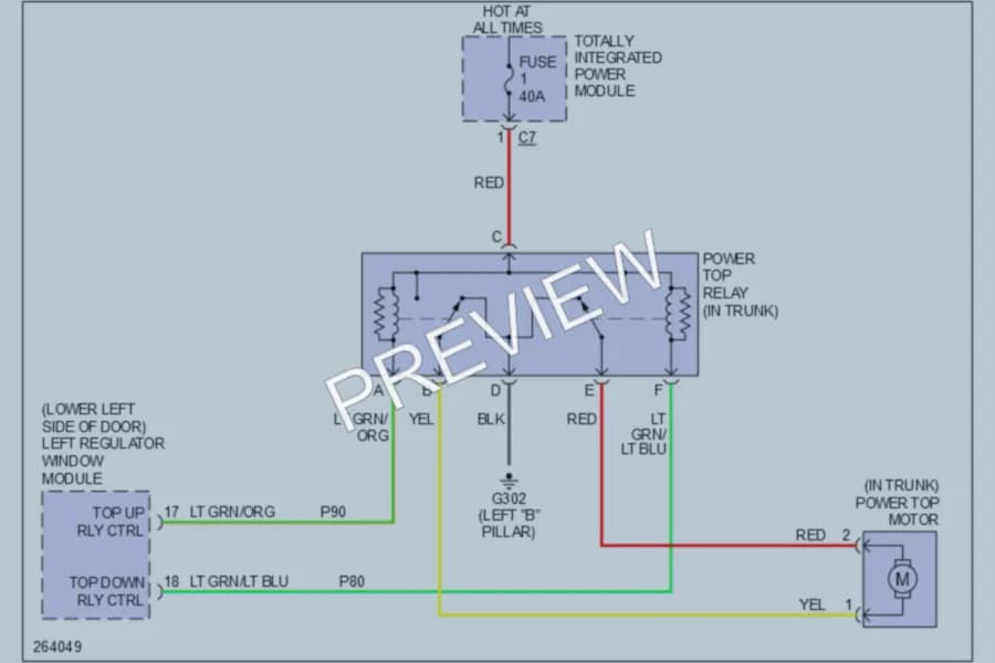 2008 Chrysler PTCruiser Power Top Sunroof wiring diagram preview