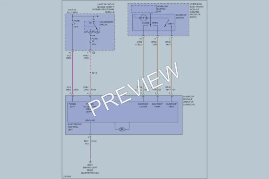 2008 Chrysler Pacifica Power Top Sunroof wiring diagram preview