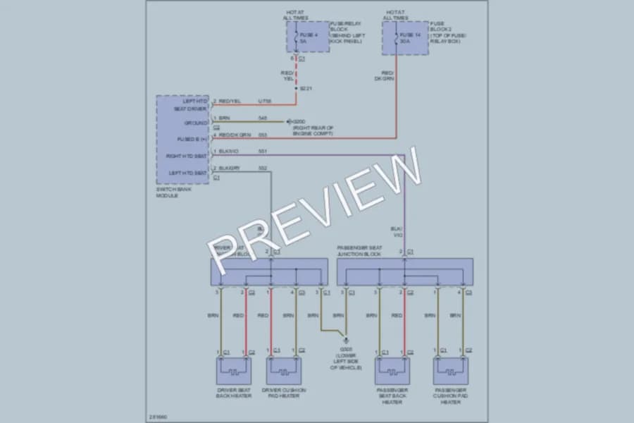 2008 Dodge 2500Sprinter Power Seats wiring diagram preview