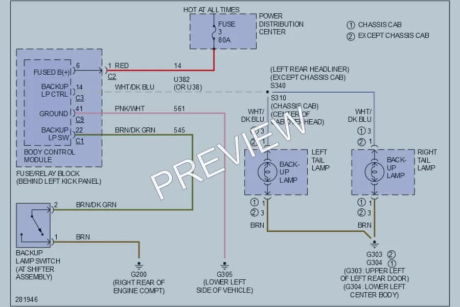 2008 Dodge 3500Sprinter Exterior Lights wiring diagram preview