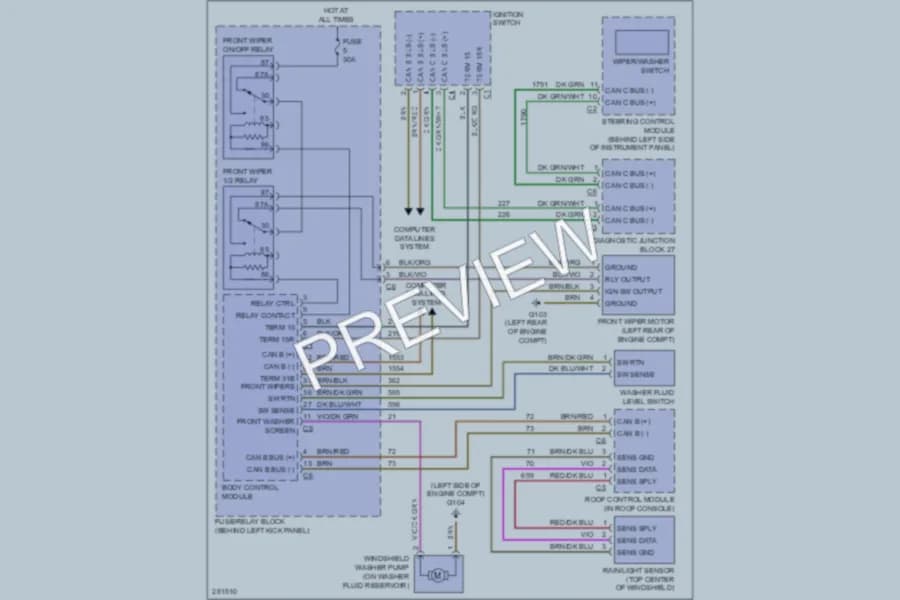 2008 Dodge 3500Sprinter Wiper Washer wiring diagram preview