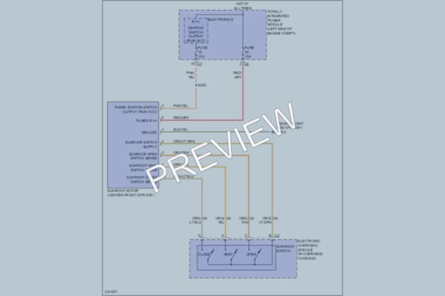 2008 Dodge Caliber Power Top Sunroof wiring diagram preview