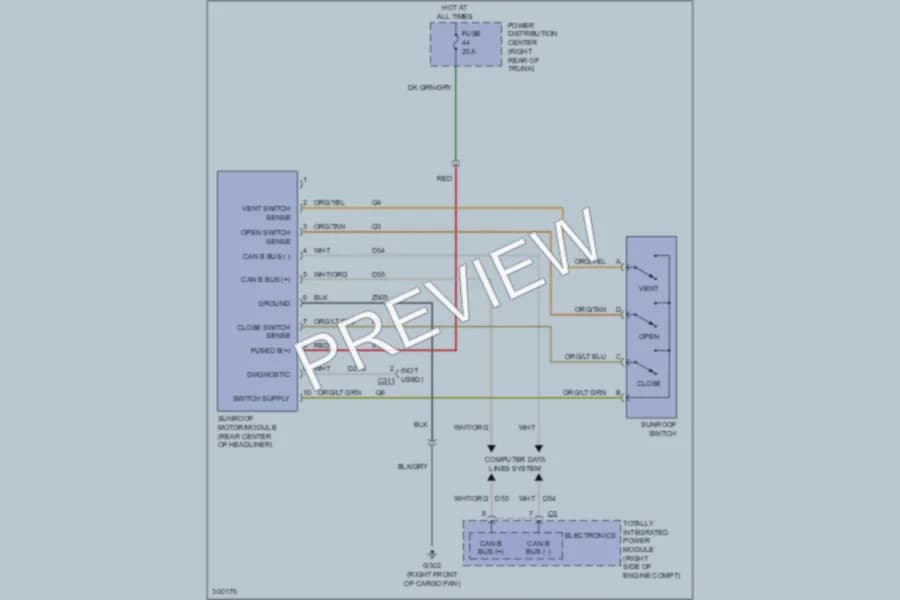 2008 Dodge Challenger Power Top Sunroof wiring diagram preview