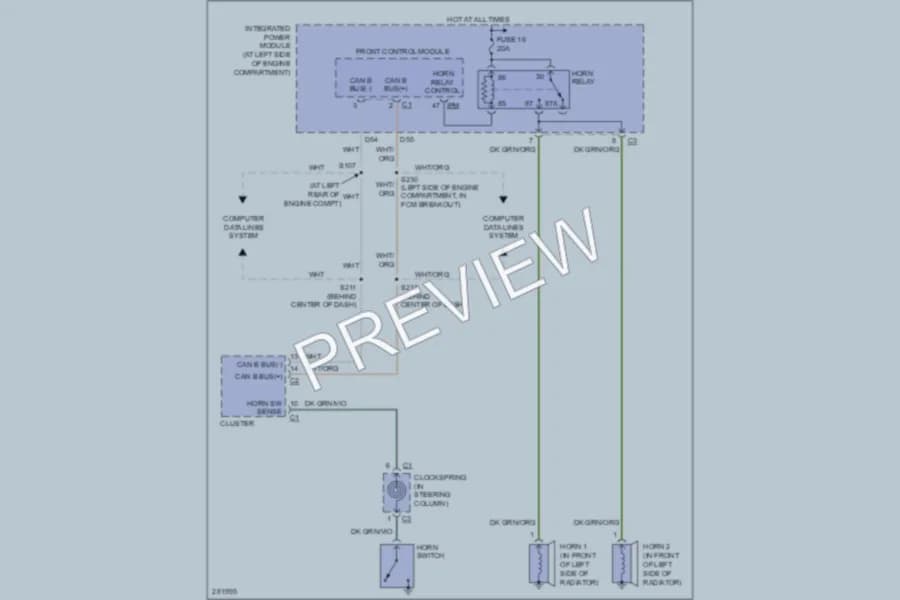 2008 Dodge Dakota Horn wiring diagram preview