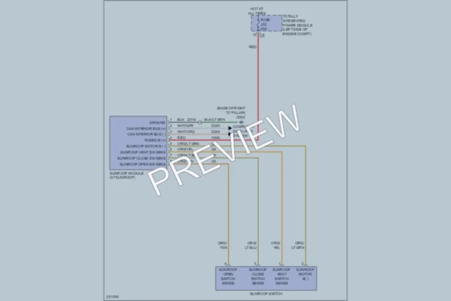 2008 Dodge GrandCaravan Power Top Sunroof wiring diagram preview