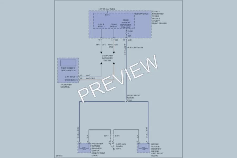 2008 Dodge R3500 Defoggers wiring diagram preview with protected circuit layout