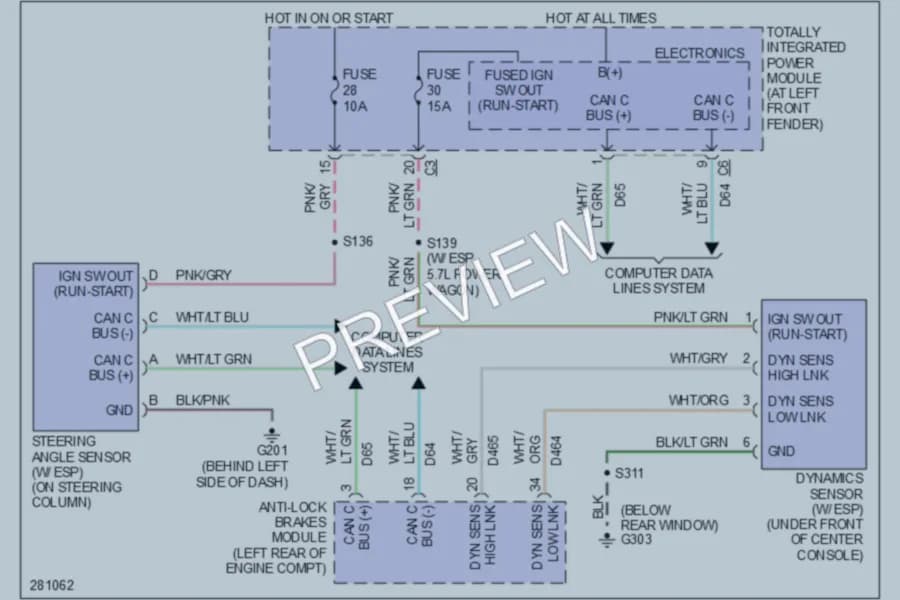 2008 Dodge R3500 Electronic Power Steering wiring diagram preview with protected circuit layout