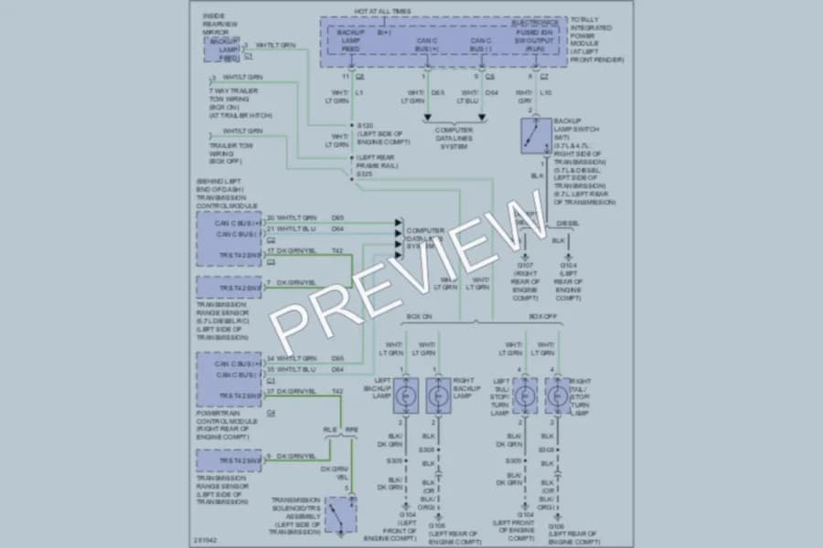 2008 Dodge R3500 Exterior Lights wiring diagram preview with protected circuit layout