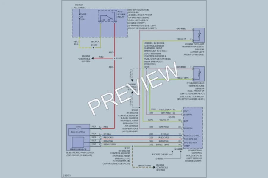 2008 Ford E250 Cooling Fan wiring diagram preview with protected circuit layout