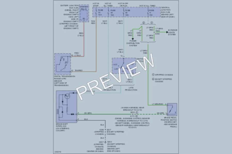 2008 Ford E350 Super Duty Shift Interlock wiring diagram preview with protected circuit layout