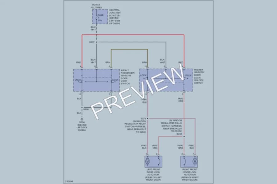 2008 Ford E450Econoline Power Door Locks wiring diagram preview
