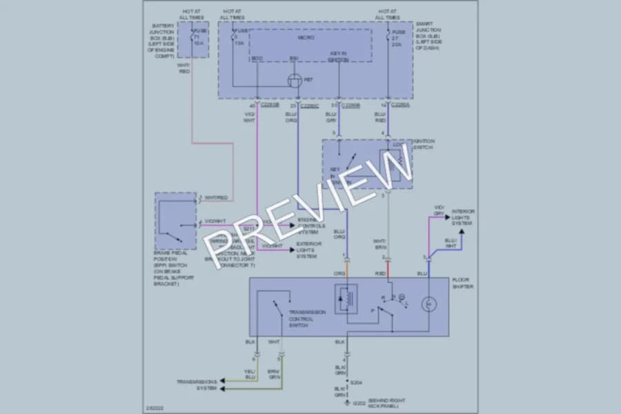 2008 Ford Edge Shift Interlock wiring diagram preview
