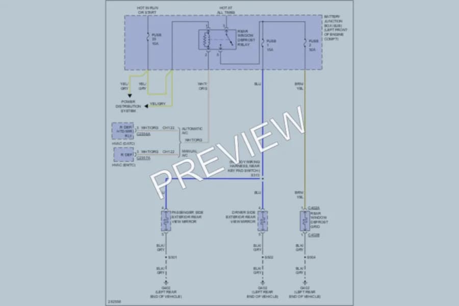 2008 Ford Escape Defoggers wiring diagram preview
