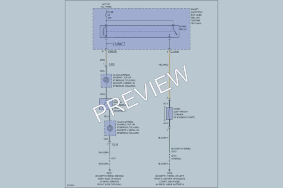 2008 Ford Escape Horn wiring diagram preview