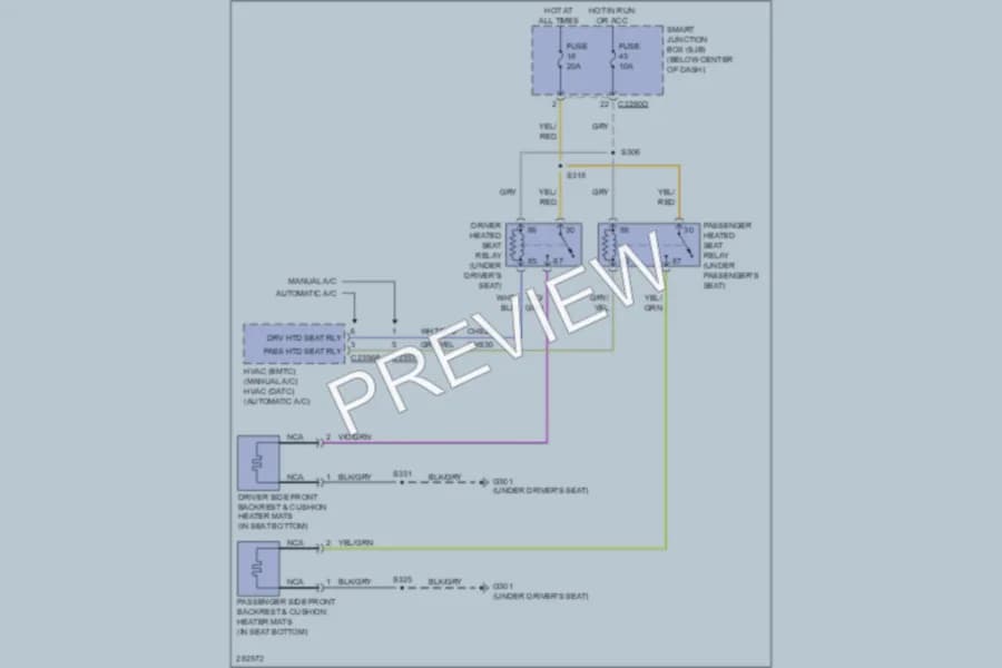 2008 Ford EscapeHybrid Power Seats wiring diagram preview