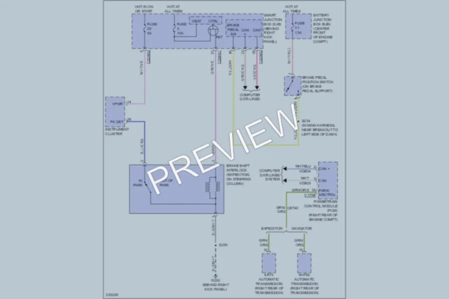 2008 Ford Expedition Shift Interlock wiring diagram preview