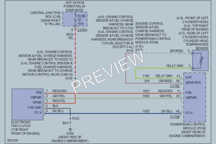 2008 Ford F150 Cooling Fan wiring diagram preview with protected circuit layout