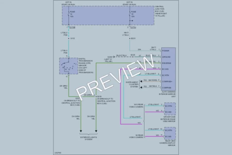 2008 Ford F150 Power Mirrors wiring diagram preview with protected circuit layout