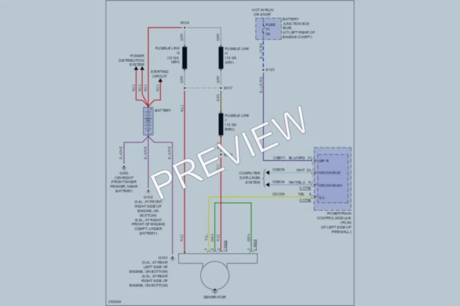 2008 Ford F350 Super Duty Starting Charging wiring diagram preview with protected circuit layout