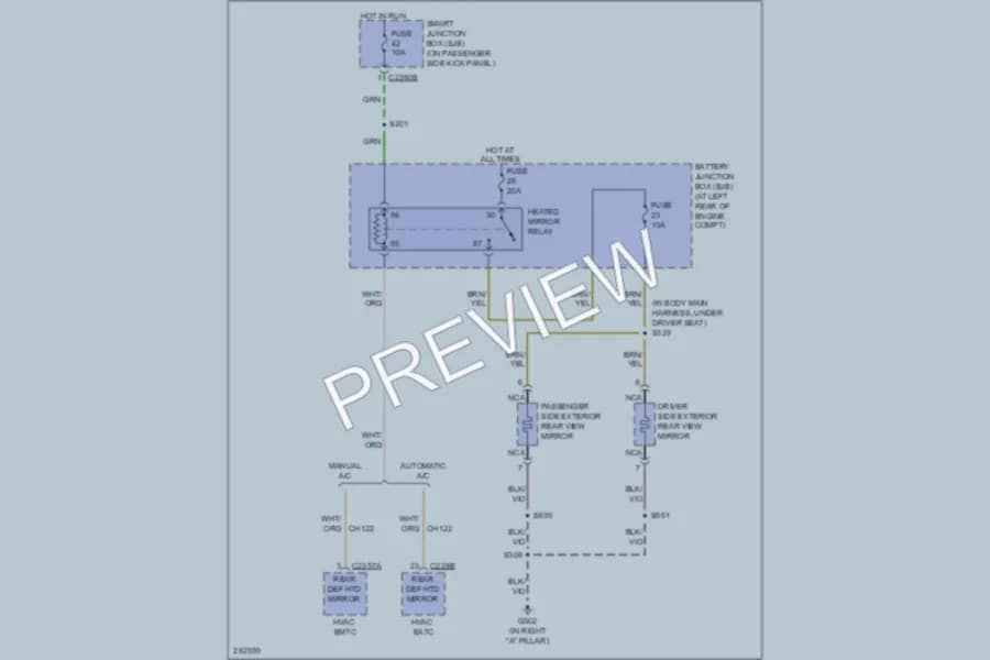 2008 Ford F450ChsCab Defoggers wiring diagram preview