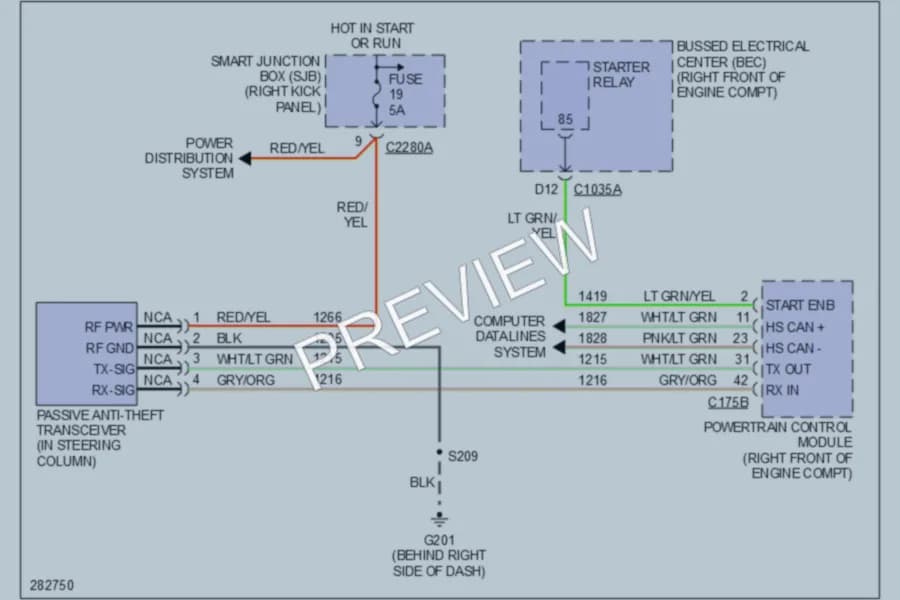 2008 Ford Mustang Anti Theft wiring diagram preview