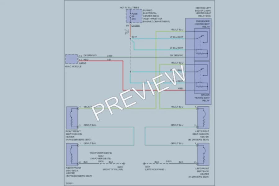 2008 Ford Mustang Power Seats wiring diagram preview