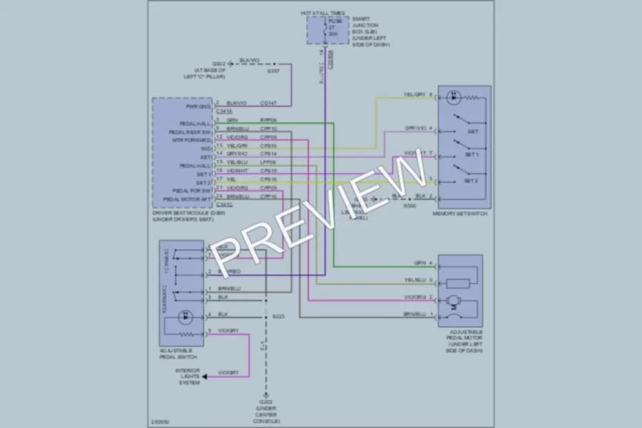 2008 Ford Taurus Memory Systems wiring diagram preview
