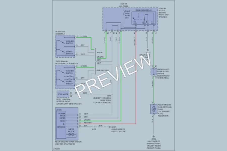 2008 GMC Acadia Wiper Washer wiring diagram preview