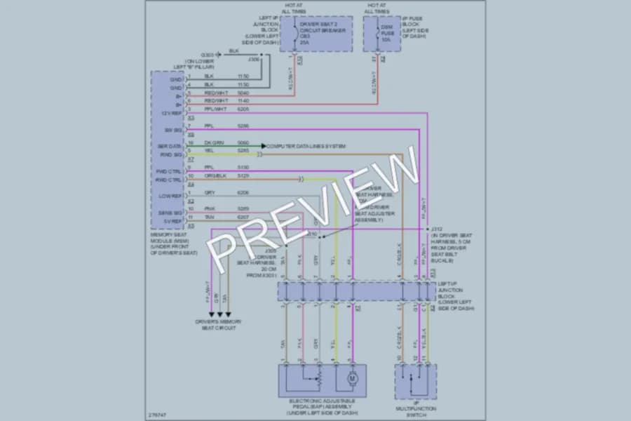 2008 GMC 1500 Memory Systems wiring diagram preview with protected circuit layout