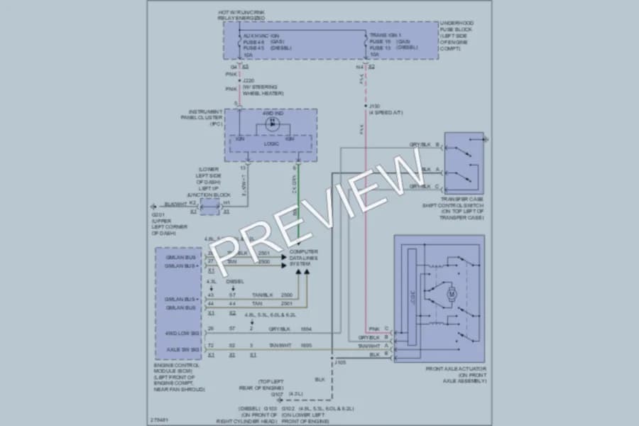 2008 GMC 2500 Hd Transmission wiring diagram preview with protected circuit layout