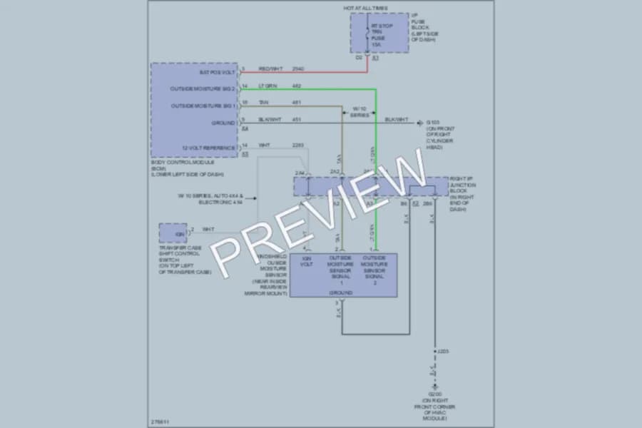 2008 GMC 2500 Hd Wiper Washer wiring diagram preview with protected circuit layout
