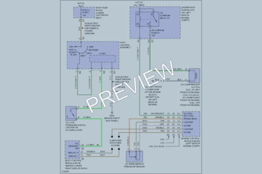 2008 GMC G2500 Air Conditioning wiring diagram preview with protected circuit layout