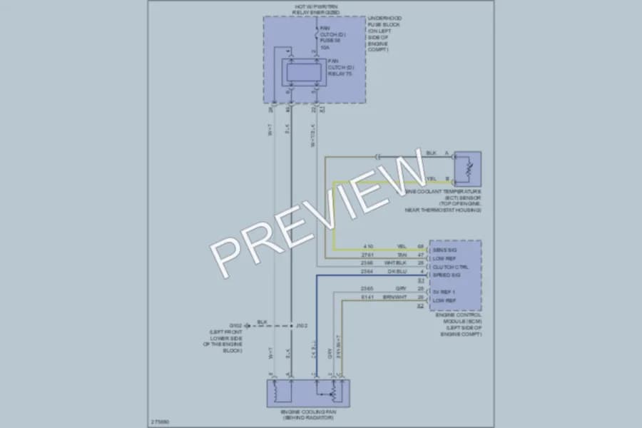 2008 GMC G2500 Cooling Fan wiring diagram preview with protected circuit layout
