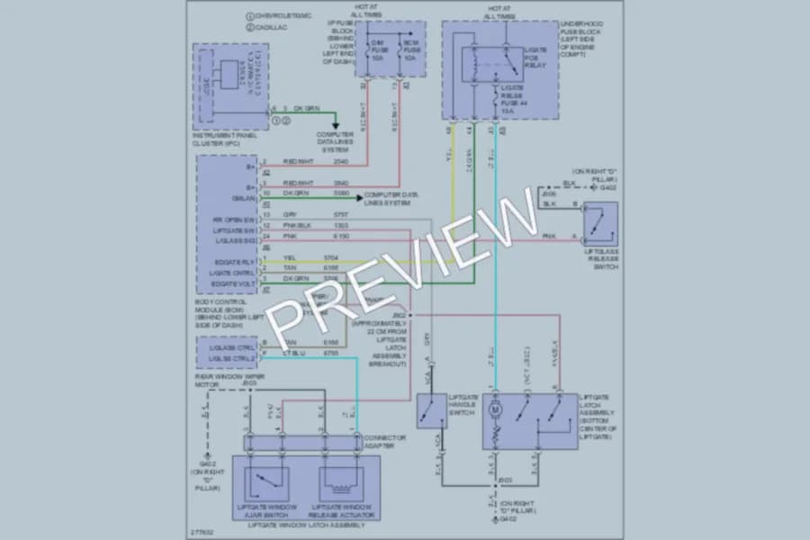 2008 GMC YukonDenali Trunk Tailgate Fuel Door wiring diagram preview