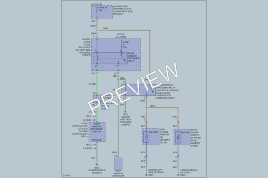 2008 Honda CRV Defoggers wiring diagram preview