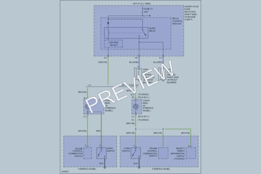 2008 Honda Odyssey Horn wiring diagram preview