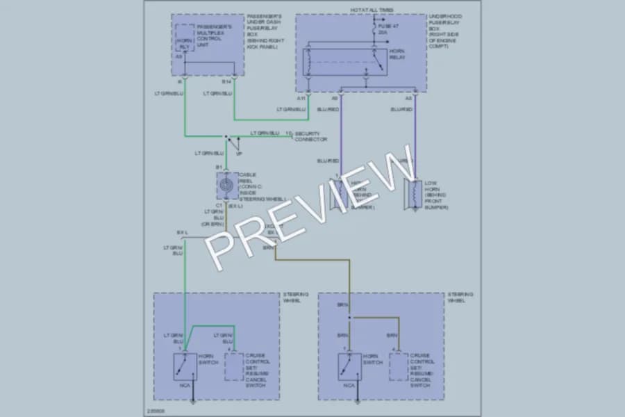 2008 Honda Pilot Horn wiring diagram preview