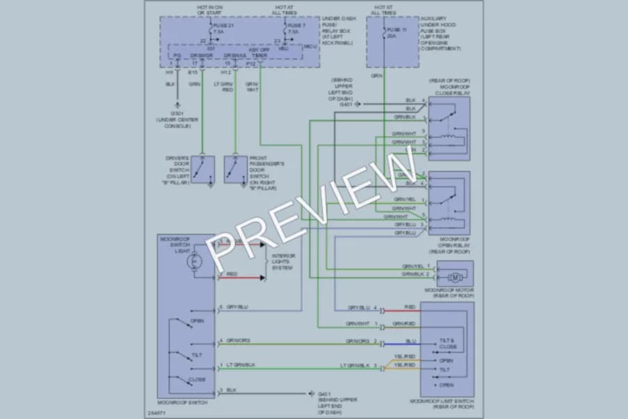 2008 Honda Ridgeline Power Top Sunroof wiring diagram preview