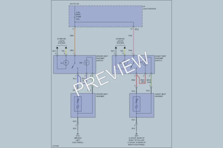 2008 Hyundai Accent Power Seats wiring diagram preview