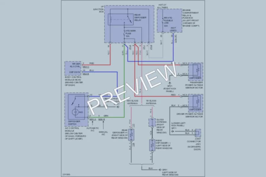 2008 Hyundai Elantra Defoggers wiring diagram preview