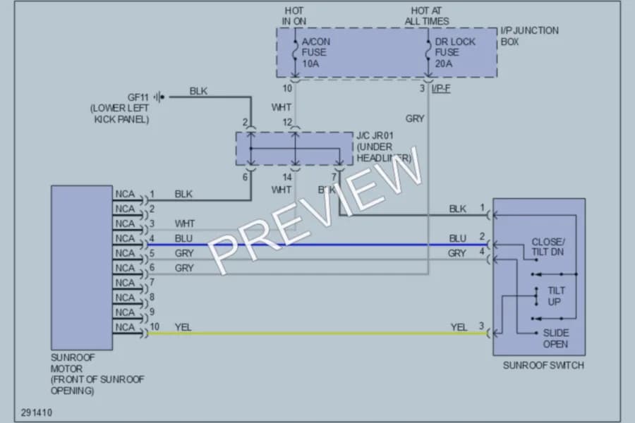 2008 Hyundai Elantra Power Top Sunroof wiring diagram preview