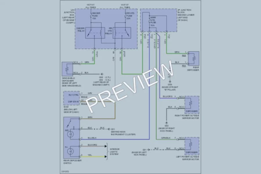 2008 Hyundai SantaFe Defoggers wiring diagram preview