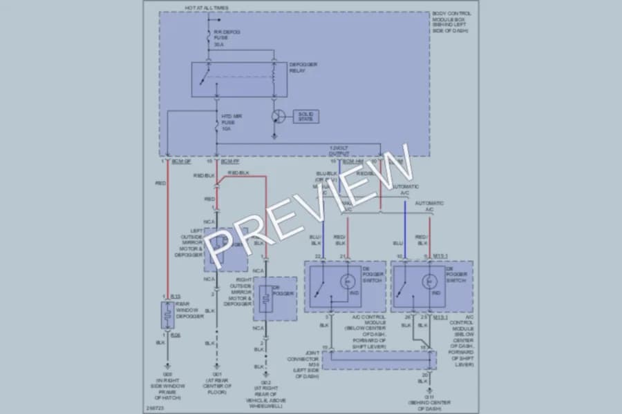 2008 Hyundai Tiburon Defoggers wiring diagram preview