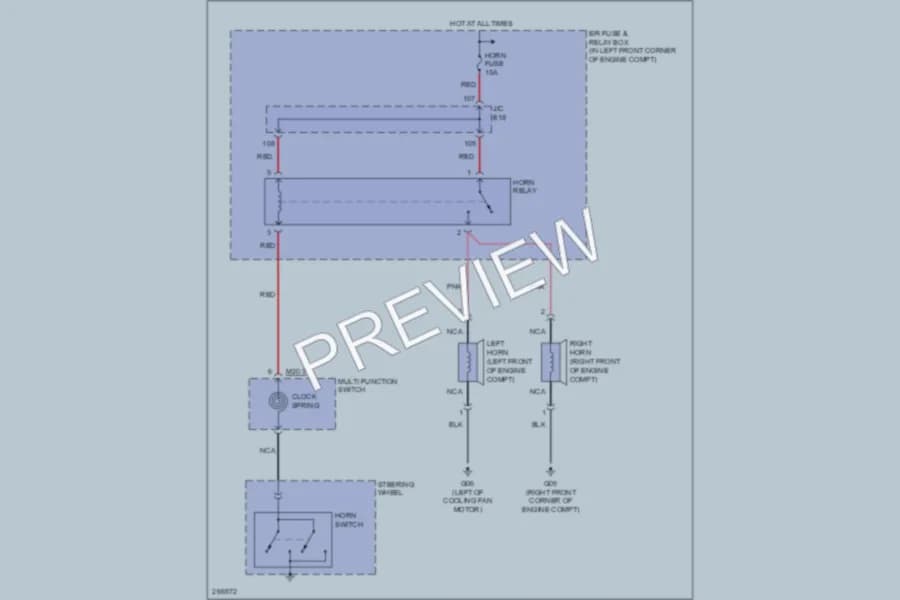 2008 Hyundai Tucson Horn wiring diagram preview