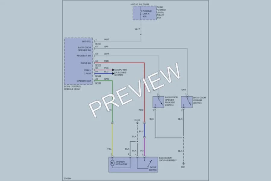2008 Infiniti EX35 Trunk Tailgate Fuel Door wiring diagram preview